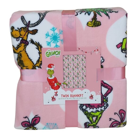 Dr. Seuss The Grinch Oversized Plush Throw Blanket 60X90" Twin Christmas Holiday - Picture 1 of 11